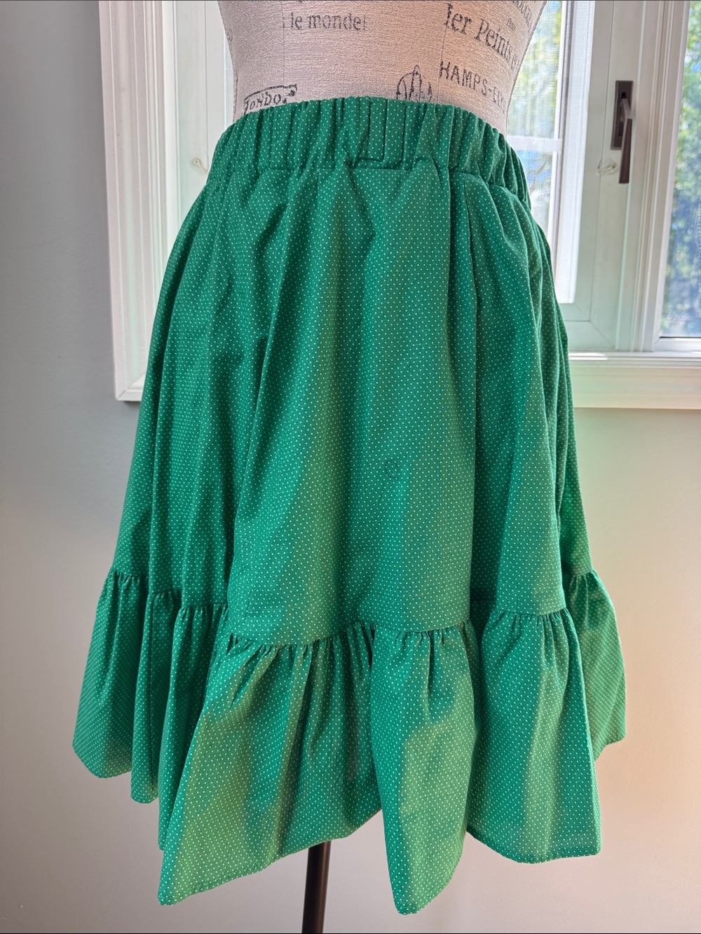 Fun & Fancy Creations green Polk a dot western rodeo square dance full skirt S - Picture 4 of 7